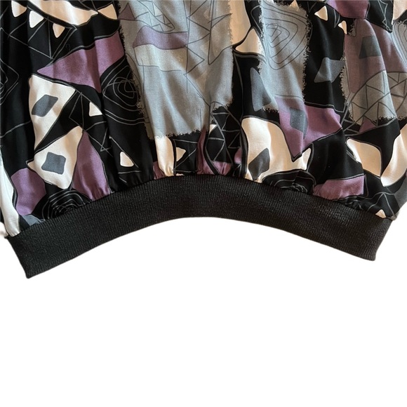 Vintage Alan Stuart Abstract Short Sleeve Pullover Rayon Shirt XL Black Purple - Picture 3 of 7